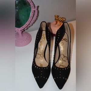 Sam Edelman Hayden Studded Suede Leather Black Heels Pumps Shoes Size 8.5